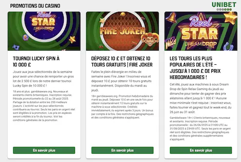 bonus du unibet casino online